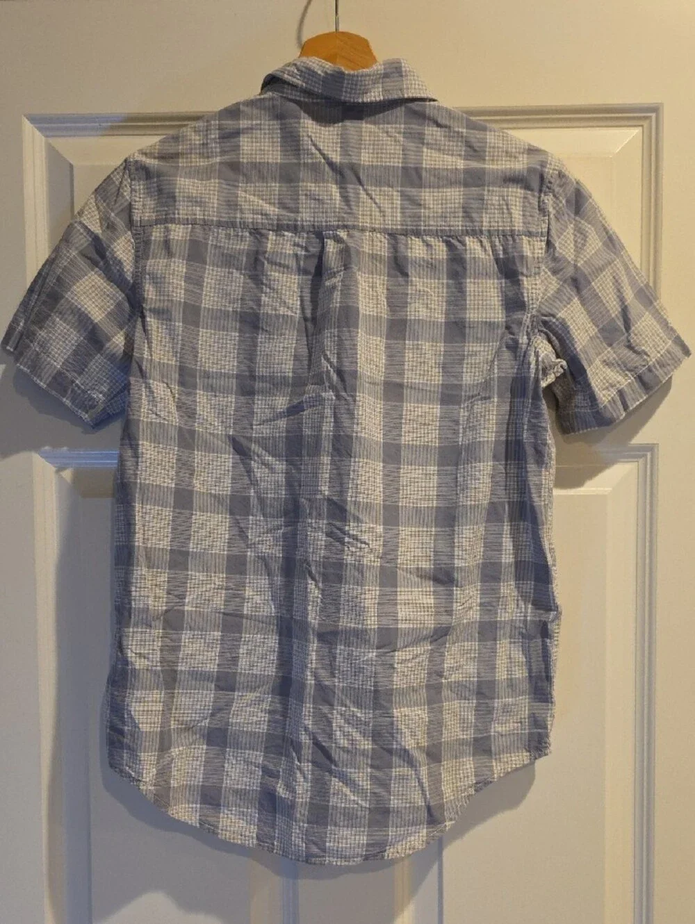 The Children's Place Blue and White Plaid Short-Sleeve Button-Down Shirt